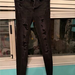 Distressed Black Women's Jeans